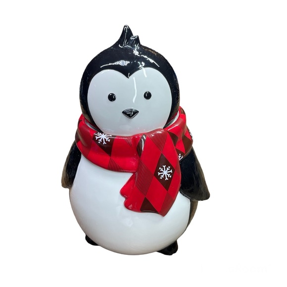 Harry & David VTG Penguin Cookie Jar Plaid Scarf 12" H - Picture 1 of 13